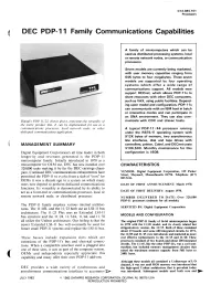 { DEC PDP-11 Family Communications Capabilities