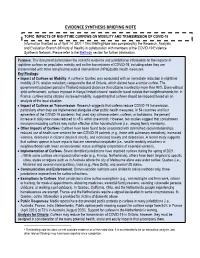 Evidence Synthesis Briefing Note