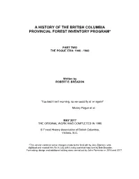 History of the Provincial Forest Inventory Program