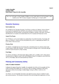 London Assembly 25 March 2009 Ninth Mayor’S Report to the Assembly