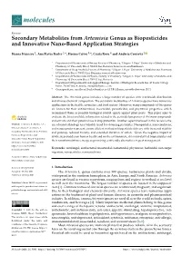 Secondary Metabolites from Artemisia Genus As Biopesticides and Innovative Nano-Based Application Strategies