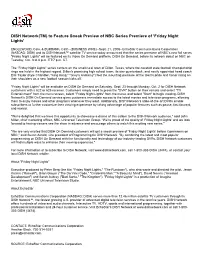 To Feature Sneak Preview of NBC Series Premiere of 'Friday Night Lights'