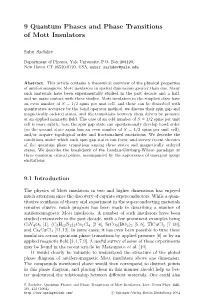 9 Quantum Phases and Phase Transitions of Mott Insulators