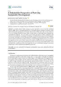A Stakeholder Perspective of Port City Sustainable Development