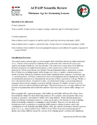 ACFASP Scientific Review Minimum Age for Swimming Lessons