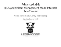 BIOS and System Management Mode Internals Reset Vector