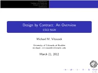Design by Contract: an Overview CSCI 5828