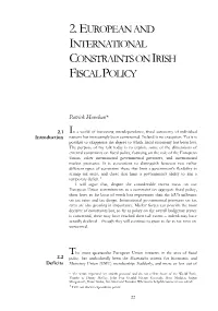 European and International Constraints on Irish Fiscal Policy, By