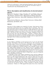Flavor Description and Classification of Selected Natural Cheeses Delores H