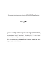 Genre Analysis of the 'Simple Joke' (With TESL/TEFL Applications)