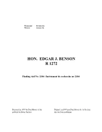 Hon. Edgar J. Benson R 1272