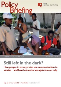 Still Left in the Dark? How People in Emergencies Use Communication to Survive – and How Humanitarian Agencies Can Help