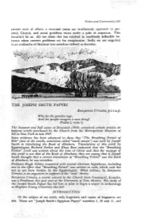 THE JOSEPH SMITH PAPYRI Benjamin Urrutia, P.I.T.A.P