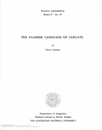 The Paamese Language of Vanuatu
