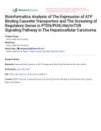 Bioinformatics Analysis of the Expression of ATP Binding
