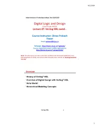 Lecture 27: Verilog HDL Contd…