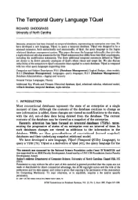 The Temporal Query Language Tquel