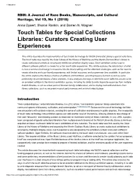 Touch Tables for Special Collections Libraries: Curators Creating User Experiences