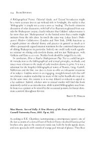 224 Book Reviews a Bibliographical Primer, Editorial Guide, and Textual
