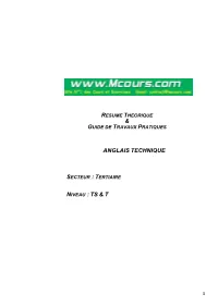 Anglais Technique Niveau