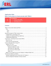 Application Note Basic Instructions to Communicate with TESLA
