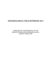 Archaeological Field Notebook 2013