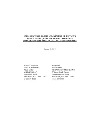 Bmi’S Response to the Department of Justice’S June 5, 2019 Request for Public Comments Concerning the Bmi and Ascap Consent Decrees