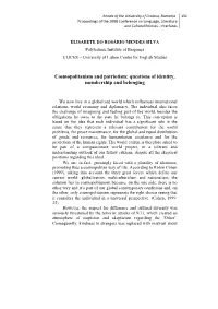 Cosmopolitanism and Patriotism: Questions of Identity, Membership and Belonging
