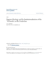 Eugenic Ideology and the Institutionalization of the 'Technofix'