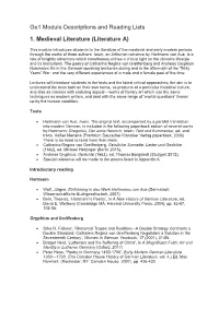 Ge1 Module Descriptions and Reading Lists 1. Medieval Literature