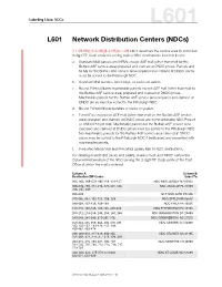 L601 Network Distribution Centers (Ndcs)
