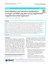 Normalization and Variance Stabilization of Single-Cell RNA-Seq Data Using Regularized Negative Binomial Regression Christoph Hafemeister1* and Rahul Satija1,2*