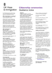 Citizenship Ceremonies Guidance Notes