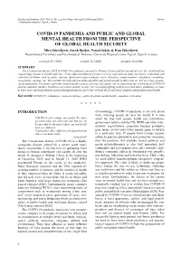 COVID-19 Pandemia and Public and Global Mental Health from The