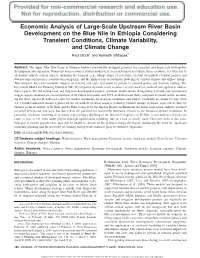 Economic Analysis of Large-Scale Upstream River Basin