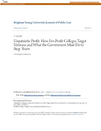 How For-Profit Colleges Target Veterans and What the Government Must Do to Stop Them