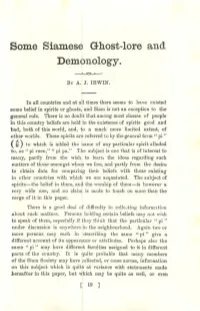 Some Siamese Ghost-Lore And. Demonology