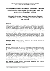 The Case of Astronomer Garavito Contributions to Science Teaching from a Sociocultural Perspective