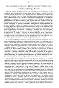 THE CONCEPT of PEASANT REVOLT in SOUTHEAST ASIA Tony Day and Craig J