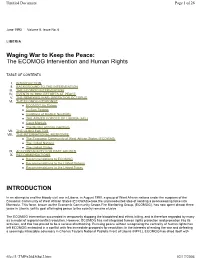 The ECOMOG Intervention and Human Rights INTRODUCTION
