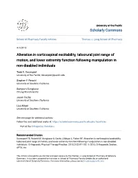 Alteration in Corticospinal Excitability, Talocrural Joint Range of Motion, and Lower Extremity Function Following Manipulation in Non-Disabled Individuals