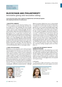 BLOCKCHAIN and PHILANTHROPY Innovative Giving and Innovative Taking