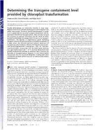 Determining the Transgene Containment Level Provided by Chloroplast Transformation