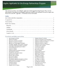 Eligible Applicants for the Energy Partnerships Program