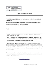 Ex Situ Collections and Their Potential for the Restoration of Extinct Plants