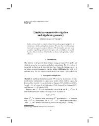 Limits in Commutative Algebra and Algebraic Geometry