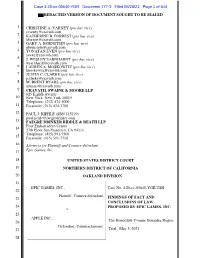Redacted Version of Document Sought to Be Sealed