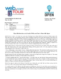 Ryan Brehm Takes Early Lead at Web.Com Tour's Knoxville Open