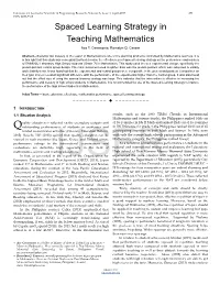 Spaced Learning Strategy in Teaching Mathematics Ace T