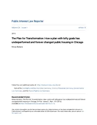 The Plan for Transformation: How a Plan with Lofty Goals Has Underperformed and Forever Changed Public Housing in Chicago